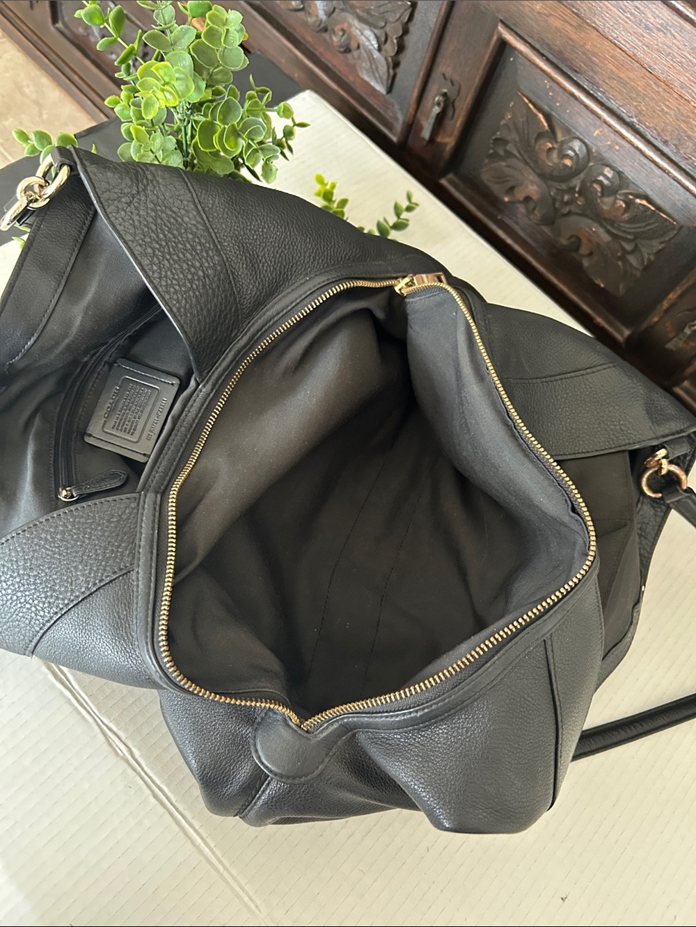 Coach Lexy Black Pebbled Leather Shoulder Bag - Picture 11 of 16